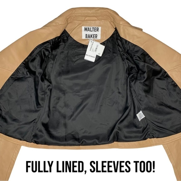 Walter Baker Allison Leather Biker Jacket Tan Latte Size M - Picture 12 of 17